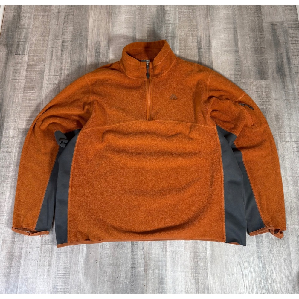 Nike ACG Mens Fleece Quarter Zip Pullover Orange Large Hiking Sweater Gorpcore